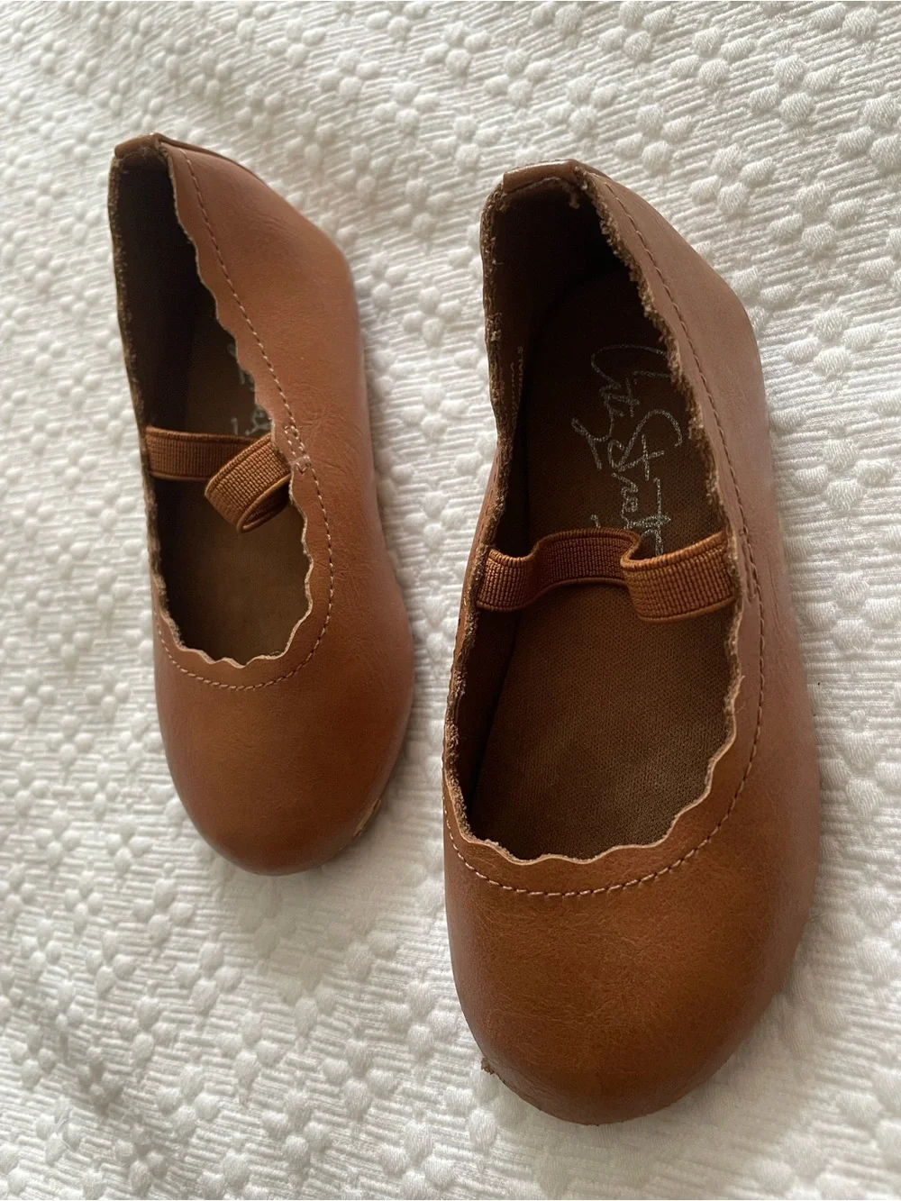 City Streets Girls Brown Scalloped Mary Jane Flats